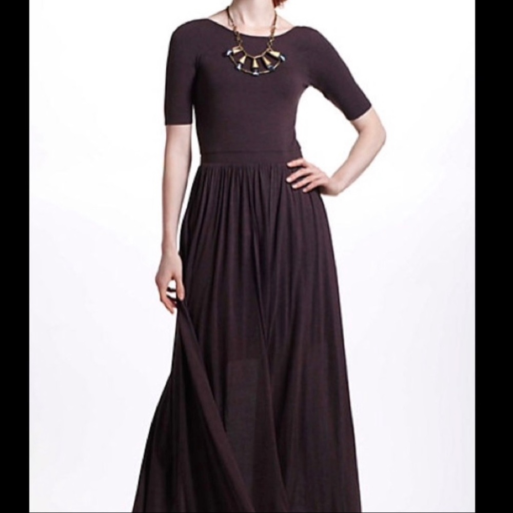 Anthropologie Bordeaux scoop back maxi dress